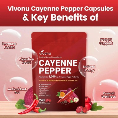 Cayenne Pepper Softgels Leg Vein Heart & Blood Vessel Support Supplement^