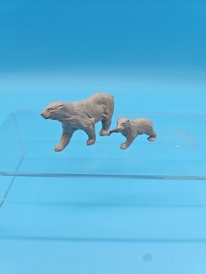 Marx Arctic Explorer Alaska Playset Animal Figure Grey Polar Bear w/ cub 1950s