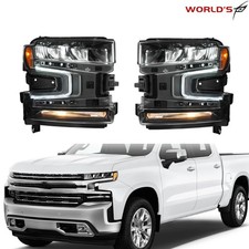 For Chevy Silverado1500 2019-2021 LH&RH Headlights Assembly LED W/Halogen Signal