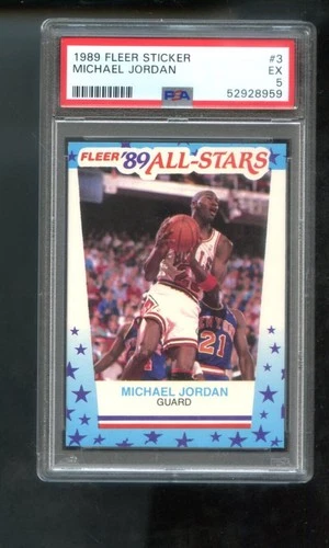 1989-90 Fleer Sticker #3 Michael Jordan PSA 5 Graded Basketball Card NBA 89-90