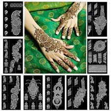 Reusable Henna Tattoo Stencils Kit, Mehendi Stencils for Hands Forearm Glitte...