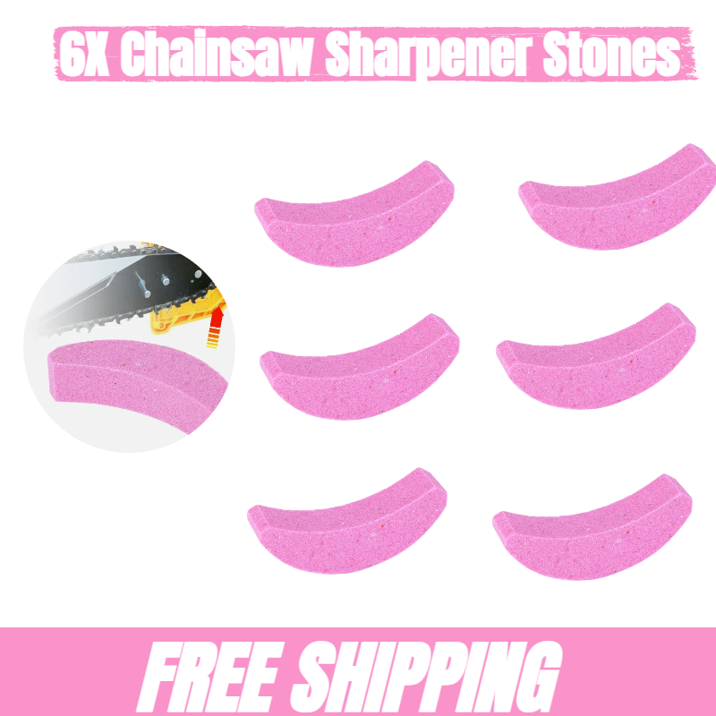6-Pack Pink Crescent Chainsaw Sharpener - Portable Grinding Stone Tool