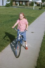 1965 Girl Riding Derby Brand Bicycle 1960s Vintage Color Slide
