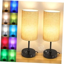  Table Lamp Set of 2, 3 CCT 3000K/4500K/6500K & RGB 14.5in Beige - Black 2pcs