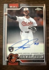 2026 Topps Chrome Jeremiah Jackson RC On Card Auto #RA-JJ Orioles Rookie. rookie card picture