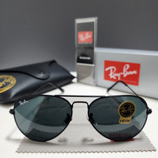Ray-Ban RB3025 Aviator Pilot Sunglasses Black Frame Glass Gray Lens 58-14 mm