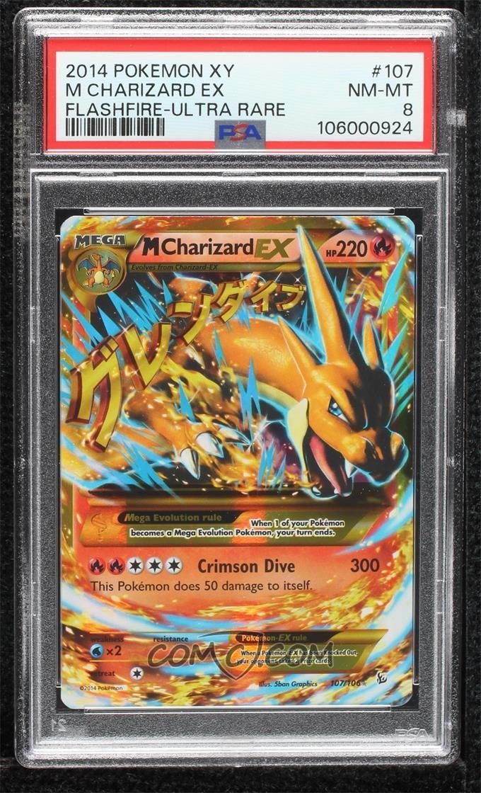 2014 Pokemon XY M Charizard EX Flashfire - Ultra Rare #107 PSA 8