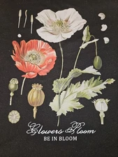 Flowers Bloom-Be In Bloom. Racer Back, Black Tank Top, Size Large