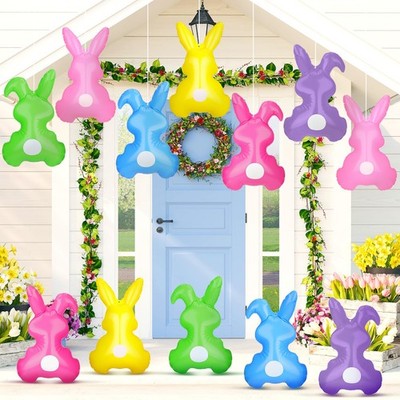 12 Pcs Easter Bunny Inflatable Decoration 14 Inch Inflatable Bunny Blow up De...