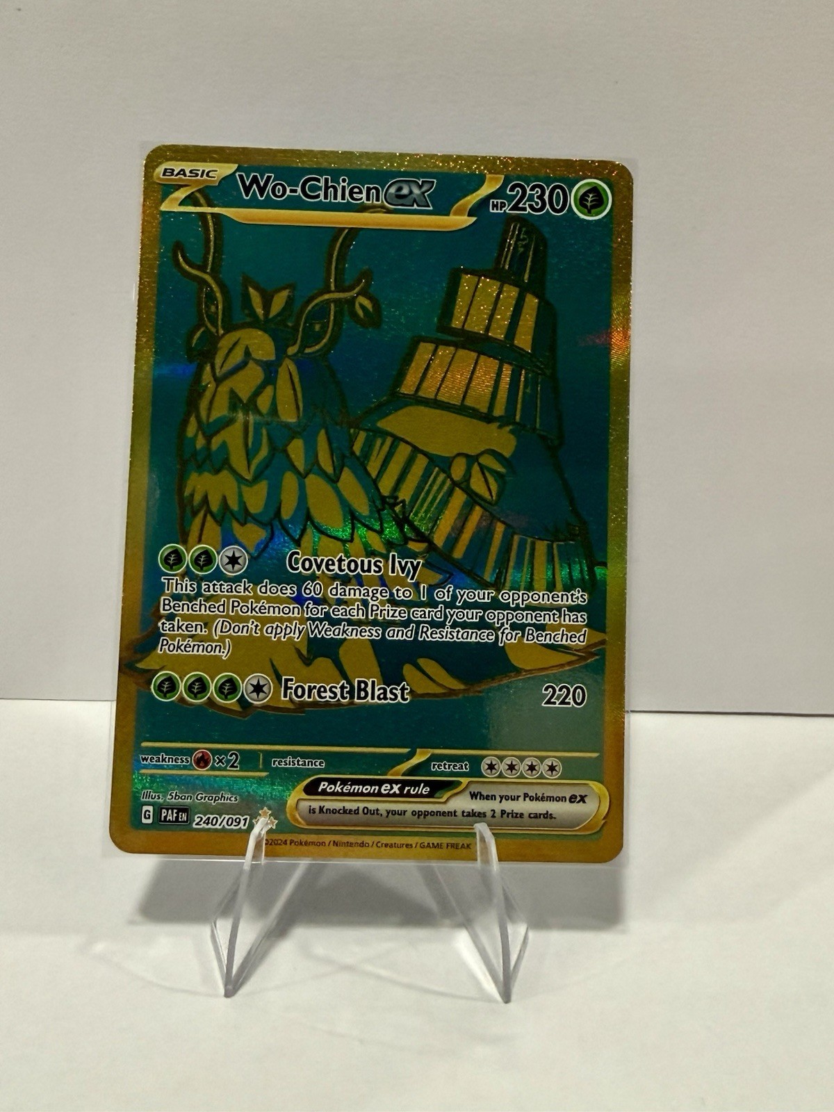 Pokémon TCG: Wo-Chien ex 240/091 Scarlet & Violet Paldean Fates Hyper Rare Gold