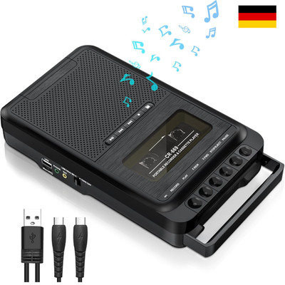 Kassettenrekorder mit USB SD Aufnahme Wiedergabe 3 Modi 3,5 mm Kopfh