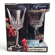 Luminarc Artesian 8.5 oz Clear Glass Water Wine Goblets Stemware Set of 4 NIB