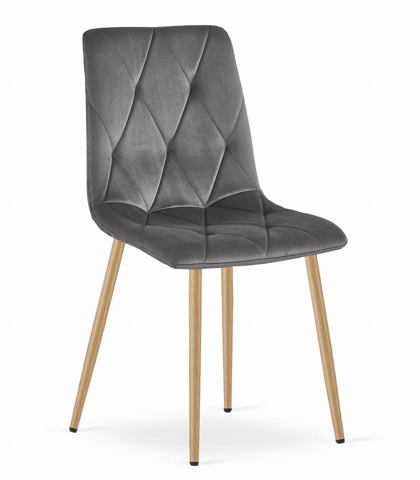 Chaise LIBRA - velours gris foncé / pieds couleur bois x 1