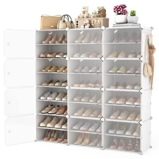 Portable Shoe Rack Organizer with Door, 48 Pairs Shoe Storage Cabinet Easy As...