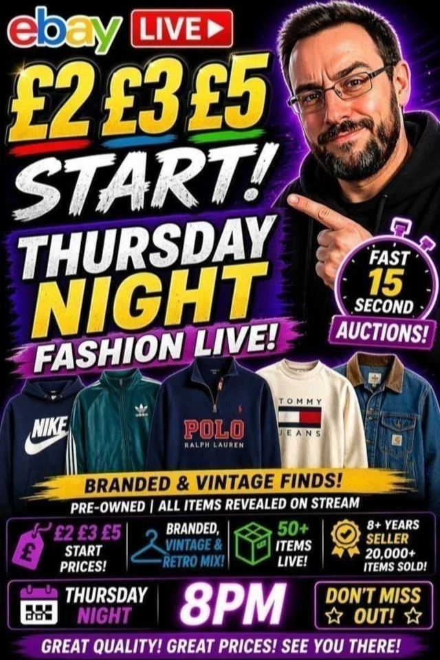 £2 £3 £5 START 🔥 MENS FASHION LIVE | TOP BRANDS | FAST 15 SECOND AUCTIONS