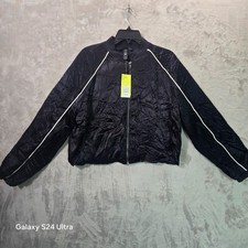All In Motion Piped Track Jacket Womens Medium Black Comfort Warm Up Outerwear