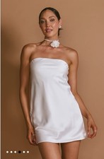 Show Me Your Mumu Taylor Tube Mini Dress Ivory Luxe Satin Size Small
