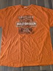 Harley Davidson Shirt Mens XL Orange Genuine Oil Dealer Graphic Kenosha WI 2013