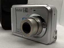 Vivitar Vivicam 4345 4.0MP Compact Digital Camera Silver Tested Near MINT & case