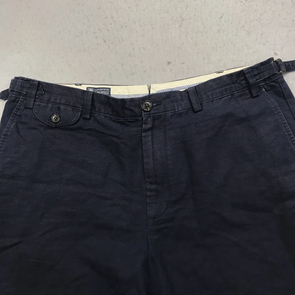 Lands End 短裤男式 38 蓝色 Baird McNutt 爱尔兰亚麻夏季扣休闲 — 第 2/4 张图片