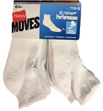 Hanes 6 Pack Premium Men's Cushion Cotton Socks, Ankle, White, Shoe Size 6-12