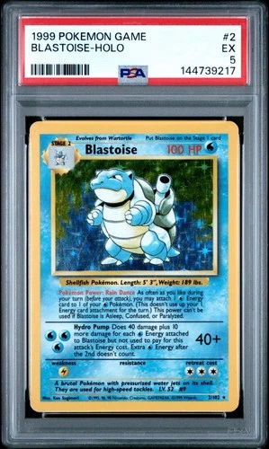 Pokémon Blastoise 2/102 Base Set Holo Rare 1999 PSA 5 English