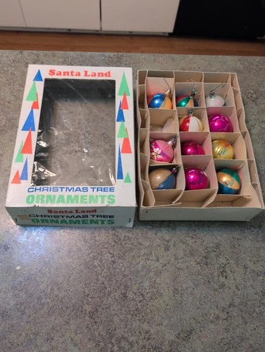 Vintage Mid-Century Modern MCM Santa Land Christmas Tree Ornaments 11 Of 12