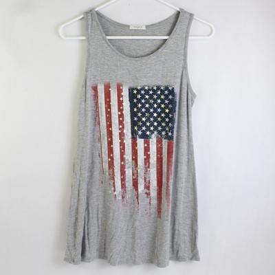 12PM by Mon Ami Damen Tank Top Größe Small Grau Mit Amerikanischer Flagge
