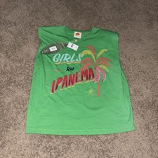 Camiseta Farm Rio Ipanema Verde Niñas Gráfica Para Mujer Talla Pequeña Nueva Con Etiquetas
