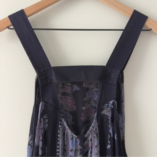 Free People Paradise Song Kleid schwarz Blumen ärmellos Mini Taschen Bohemian S - Bild 6 von 11