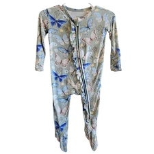 Posh Peanut Lucy Butterfly Green Ruffle Bottom Bamboo Blend Zip Sleeper 3-6M