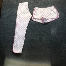 LAKE Pajama Set Womens XS White Pink Excellent Floral Pima Cotton Pants Shorts