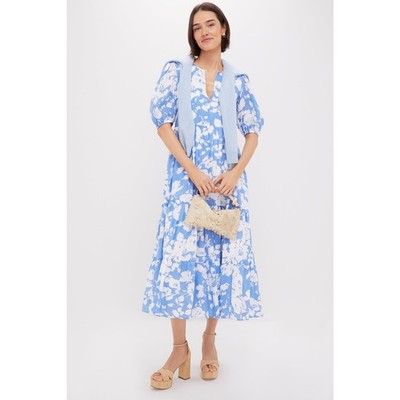 HYACINTH HOUSE Blue and White Floral Cisco Maxi Dress Size S NWT | eBay