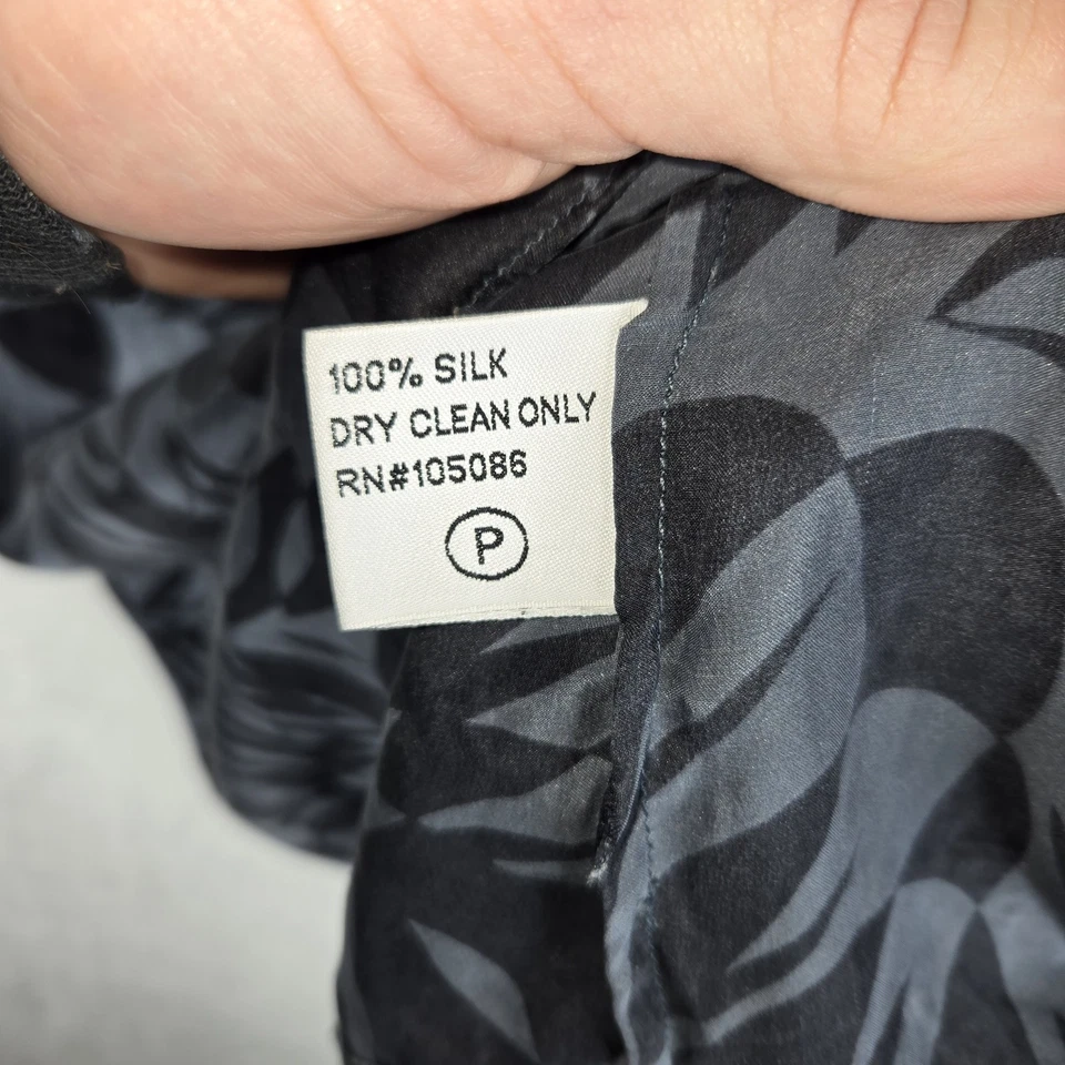Blusa sin mangas Barneys New York gris floral 100 % seda talla grande para mujer Foto 3 de 4