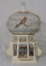 Tunisian Blue and White Hot Air Balloon Bird Cage Birdcage Feeder Taxidermy