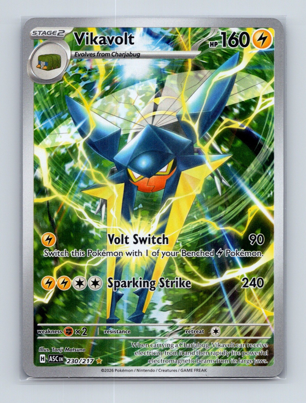 2026 Pokemon TCG Vikavolt ME: Ascended Heroes 230/217 Holo Illustration Rare NM