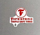VINTAGE FIRESTONE TIRES PLATE TOPPER PORCELAIN SIGN CAR GAS TRUCK OIL MOTORCYCLE