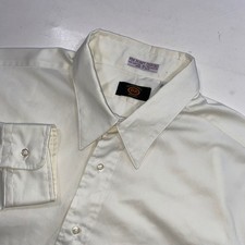 JRR Apparel Mens Pin Point Oxford Long Sleeve Button Down Shirt 16.5 35 Cream