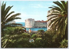 Vintage 1979 Dubrovnik Coastal View Postcard with Palm Trees