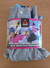 EUC GERRY YOUTH KID SNOW BIB INSULATED SKI WINTER OVERALLS SIZE S 7/8 GRAY BLUE