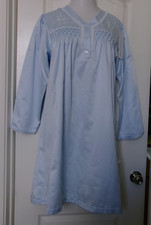 Miss Elaine Blue long Sleeve button up Nightgown Size Large style 236135