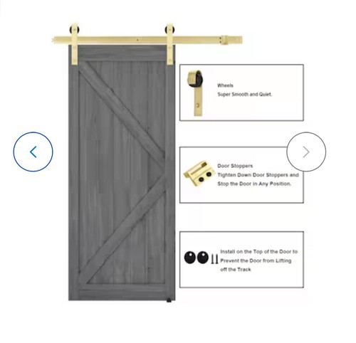 RELIABILT 78-In Soft Gold Indoor J-Strap Single Barn Door Hardware Kit - Picture 9 of 9