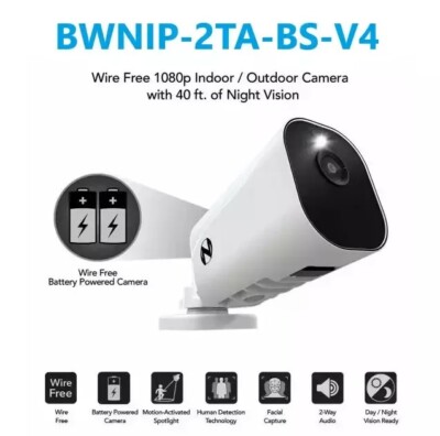Night Owl 1080p Wireless Add-On Camera BWNIP-2TA-BS-V4 WITH 2 BATTERIES [NEW]