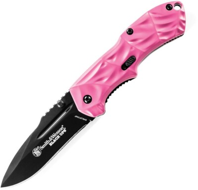 SMITH & WESSON SWBLOP3SMP PINK MAGIC SPRING ASSISTED LOCK KNIFE BLACK PLAIN