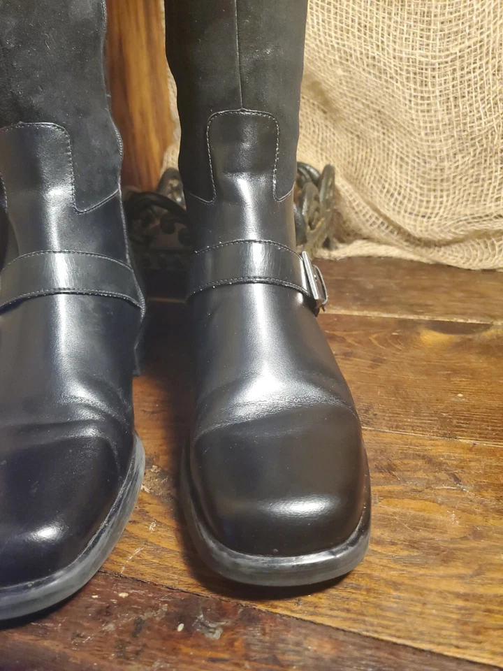 Worthington  Women's  Black  Leather /Suede Black Riding  Boots Size 7 M Brazil - Image 4 of 4