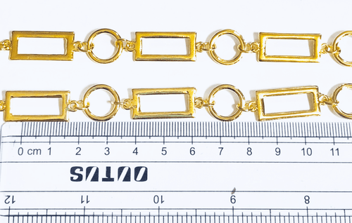 Geometry shape necklace, Chunky gold  chain necklace 39 inch long - Picture 2 of 3