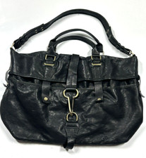 Theory Black Leather Buttery Soft Top Handle Shoulder Strap Hand Bag Purse
