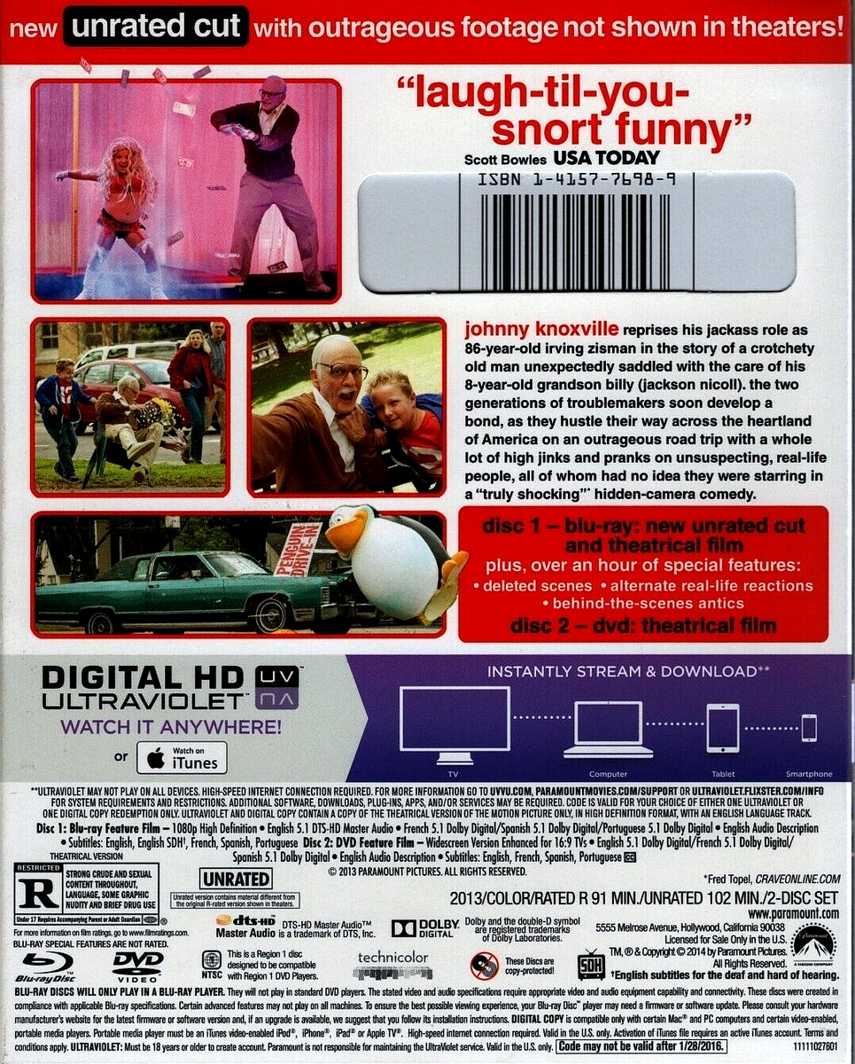 その他 Jackass: Bad Grandpa - Uncut [Blu-ray] Jackass Presents: Bad Grandpa (Extended Edition) [Blu-ray + DVD +