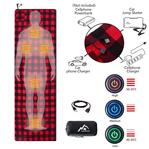 HEATED SLEEPING BAG Pad 5 Heating Zones Bag Liner Mantuole eBay