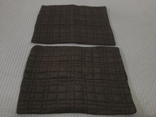 West Elm 2 Dark Chocolate Brown Puffy Quilted Standard Pillow Shams